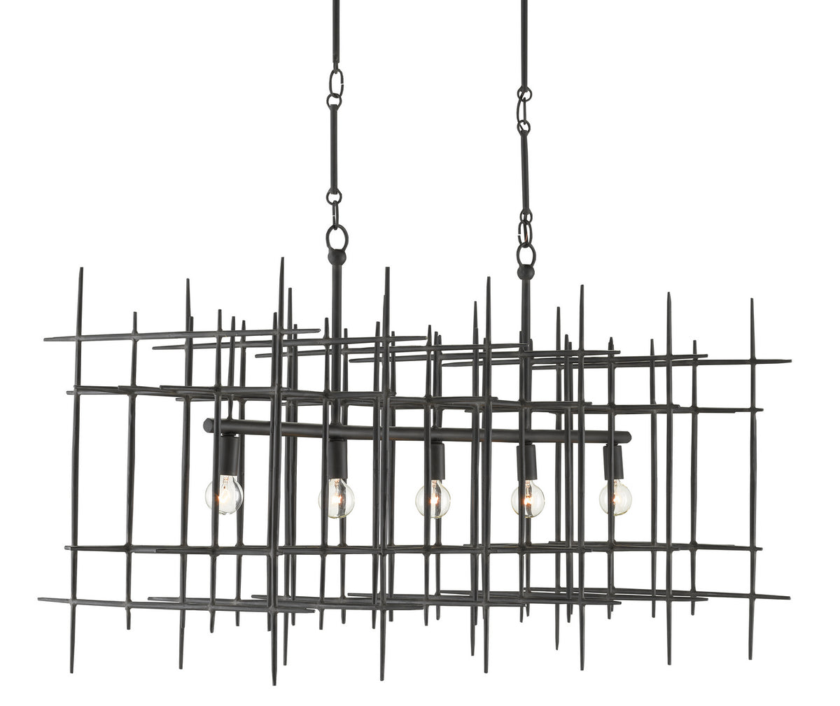 Currey and Company - 9000-0809 - Five Light Chandelier - Steelhouse - Blacksmith