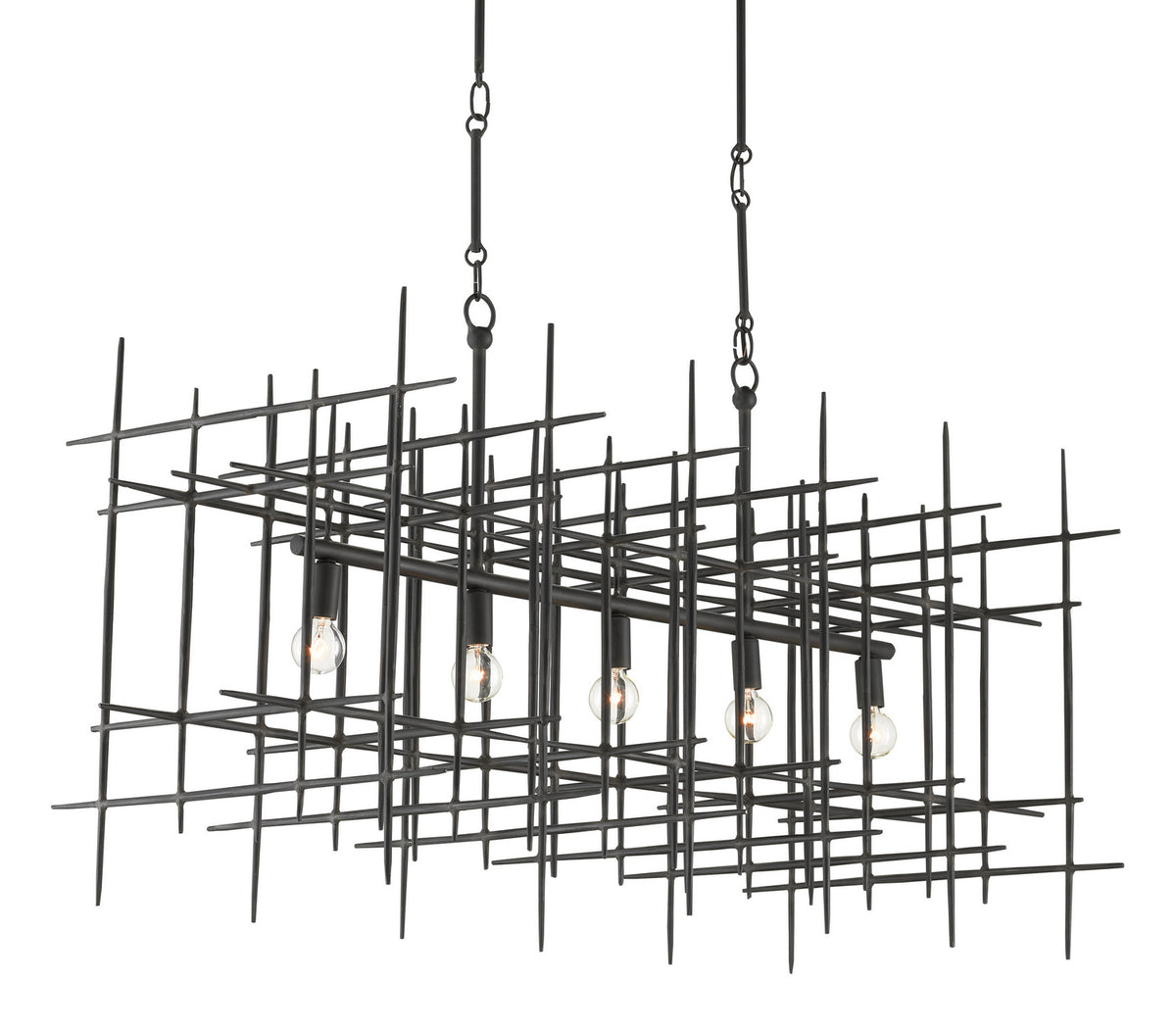 Currey and Company - 9000-0809 - Five Light Chandelier - Steelhouse - Blacksmith