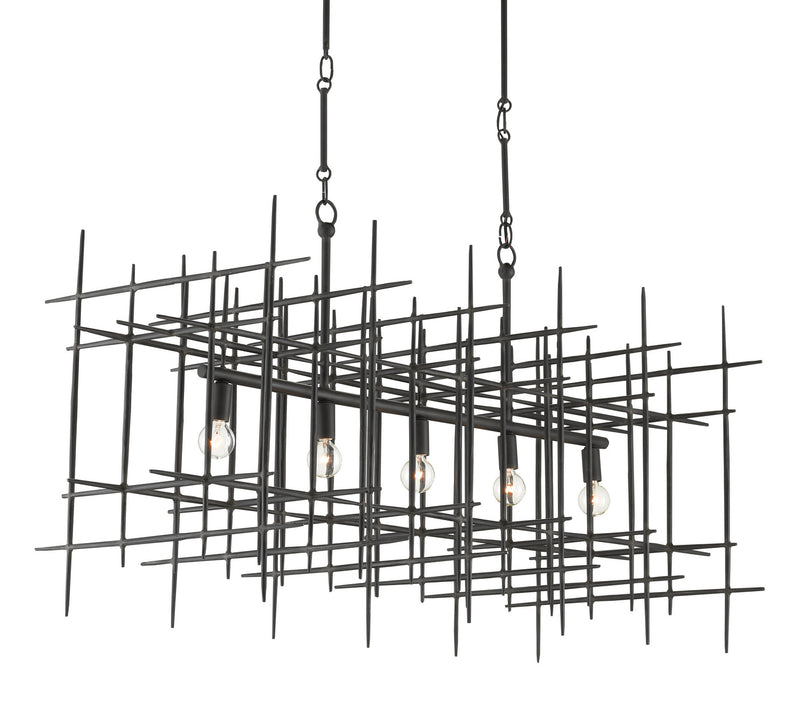 Currey and Company - 9000-0809 - Five Light Chandelier - Steelhouse - Blacksmith