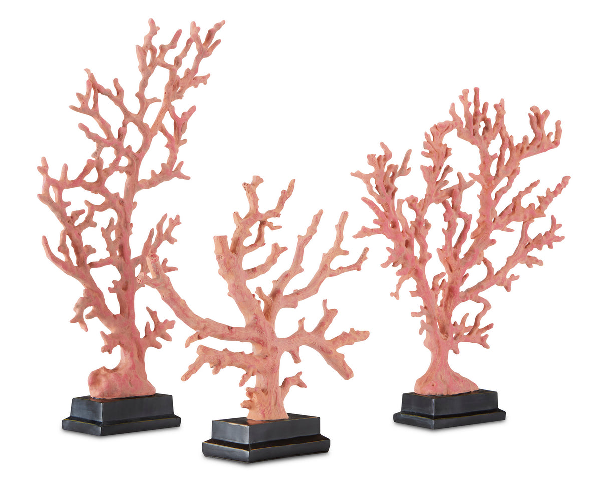 Currey and Company - 1200-0436 - Branches Set of 3 - Red Coral Collection - Antique Red/Pale Pink/Black