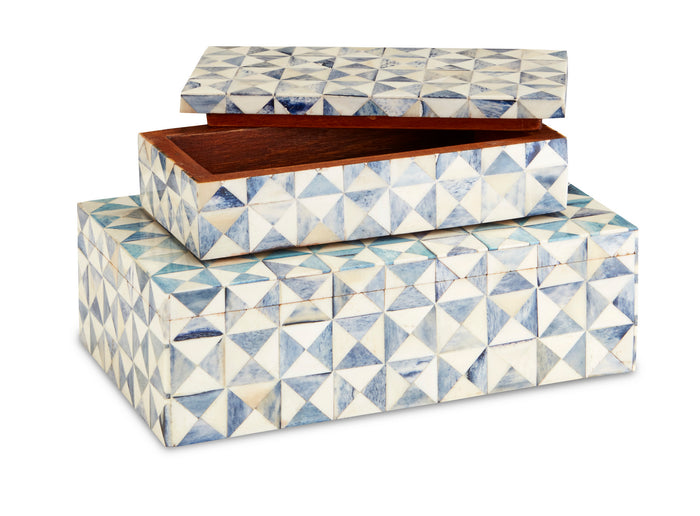 Currey and Company Box Set of 2 from the Sky Blue collection in Blue/White finish