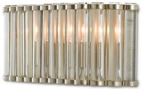 Currey and Company - 5000-0187 - Two Light Wall Sconce - Warwick Collection - Contemporary Silver Leaf/Clear