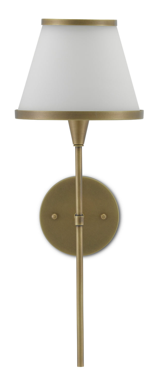 Currey and Company - 5800-0001 - One Light Wall Sconce - Brimsley - Antique Brass/White