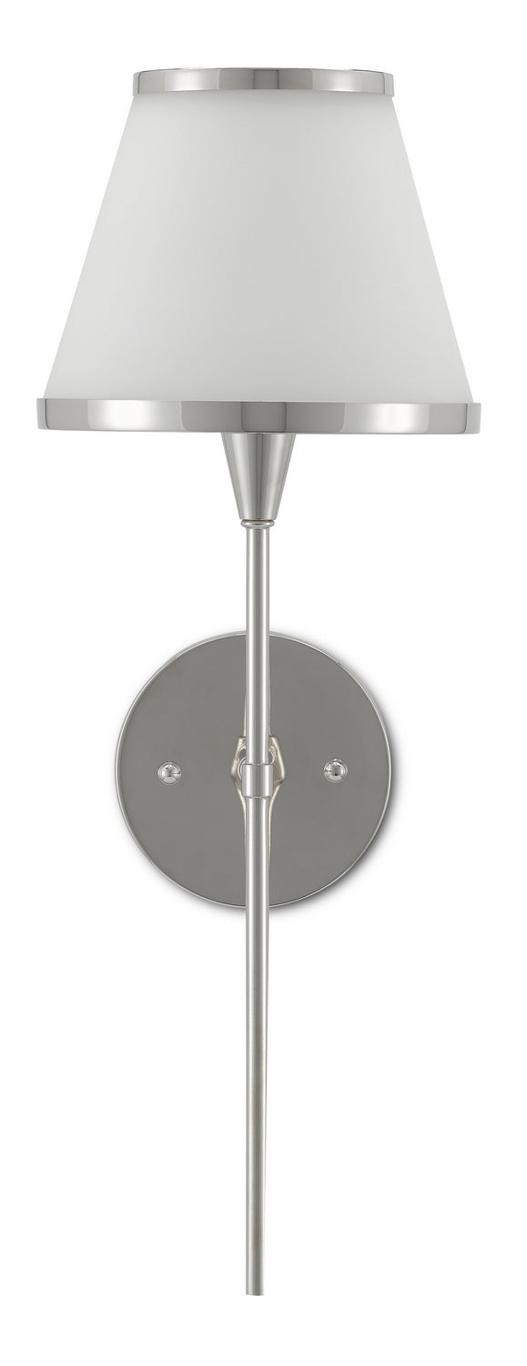Currey and Company - 5800-0002 - One Light Wall Sconce - Brimsley Collection - Polished Nickel/Opaque Glass