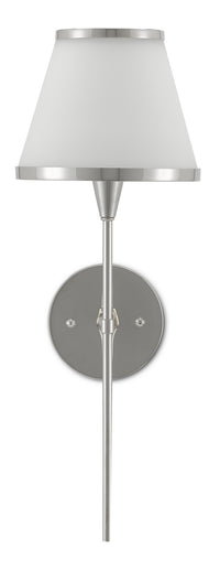 Currey and Company - 5800-0002 - One Light Wall Sconce - Brimsley Collection - Polished Nickel/Opaque Glass