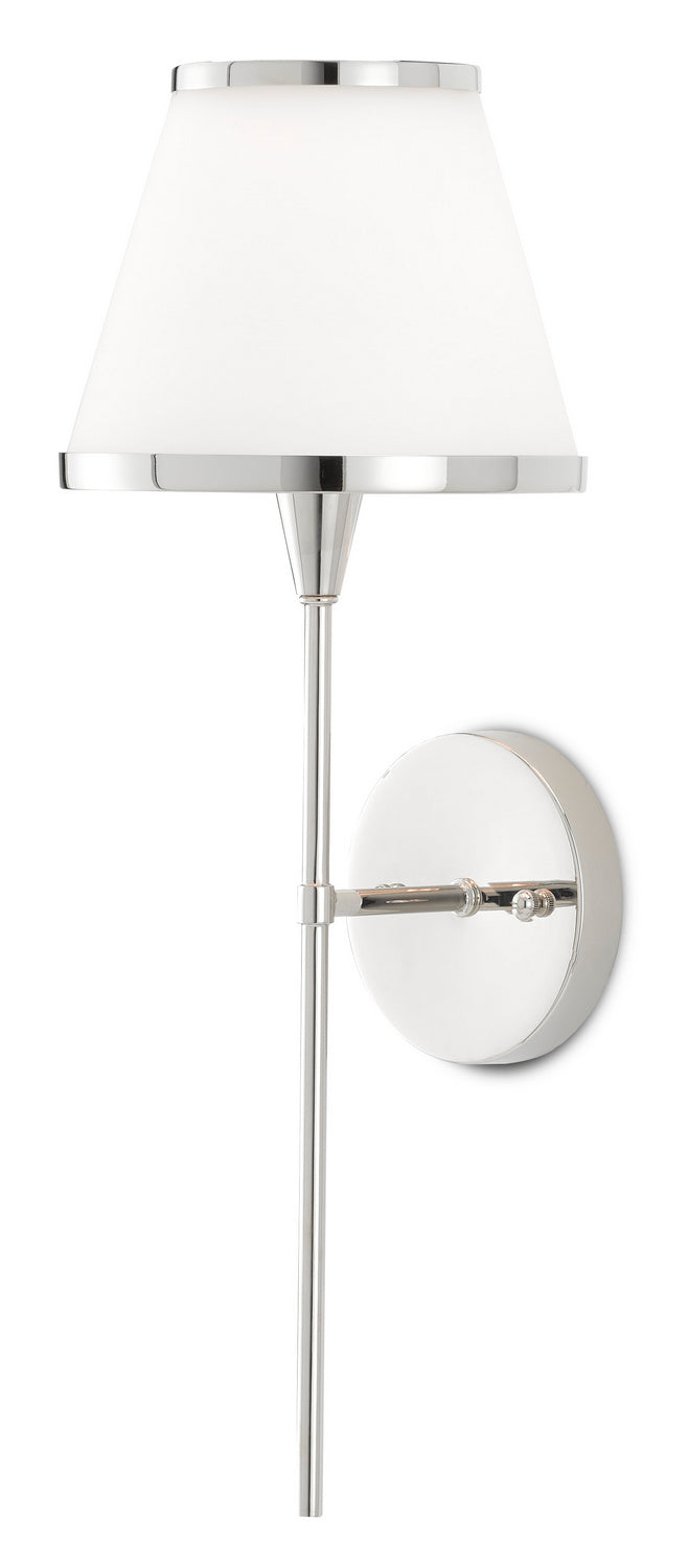 Currey and Company - 5800-0002 - One Light Wall Sconce - Brimsley Collection - Polished Nickel/Opaque Glass