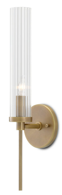 Currey and Company - 5800-0004 - One Light Wall Sconce - Bellings Collection - Antique Brass/Clear