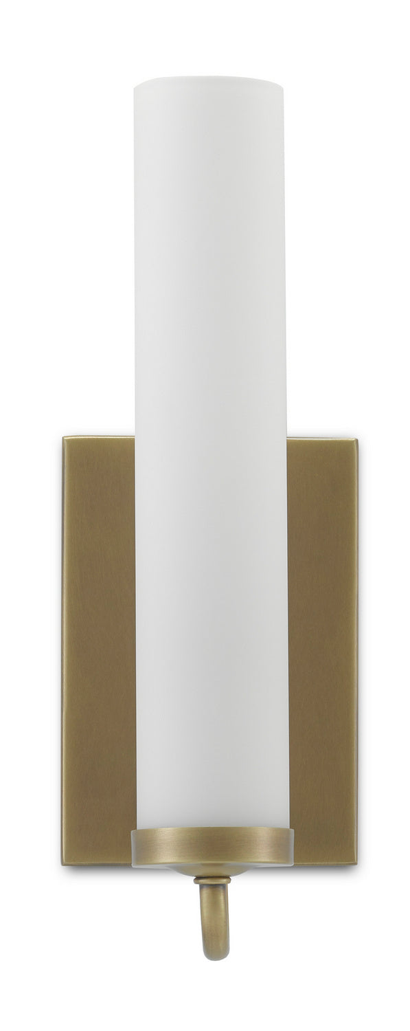 Currey and Company - 5800-0010 - One Light Wall Sconce - Brindisi Collection - Antique Brass/Opaque Glass