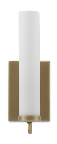 Currey and Company - 5800-0010 - One Light Wall Sconce - Brindisi Collection - Antique Brass/Opaque Glass