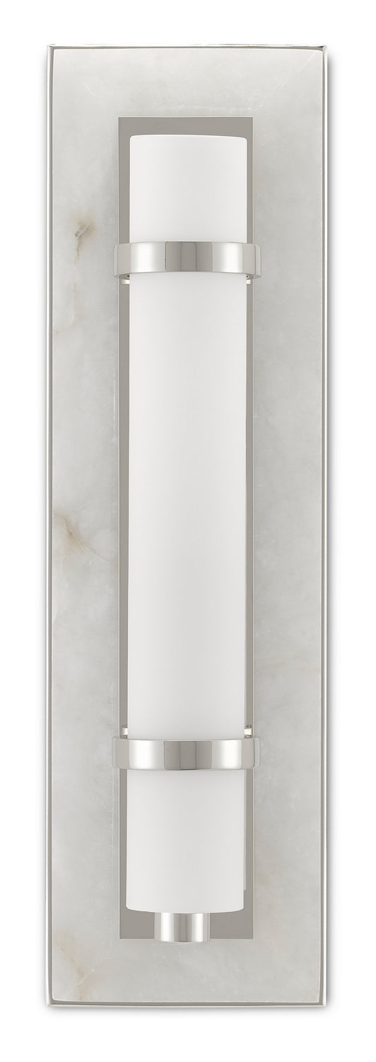 Currey and Company - 5800-0017 - One Light Wall Sconce - Bruneau - Natural/White/Polished Nickel