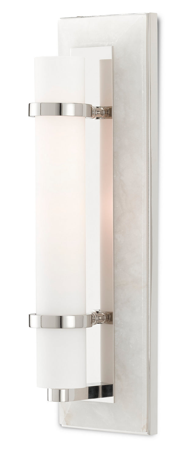 Currey and Company - 5800-0017 - One Light Wall Sconce - Bruneau - Natural/White/Polished Nickel