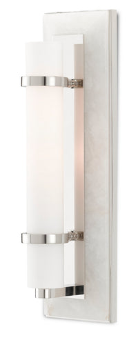 Currey and Company - 5800-0017 - One Light Wall Sconce - Bruneau - Natural/White/Polished Nickel