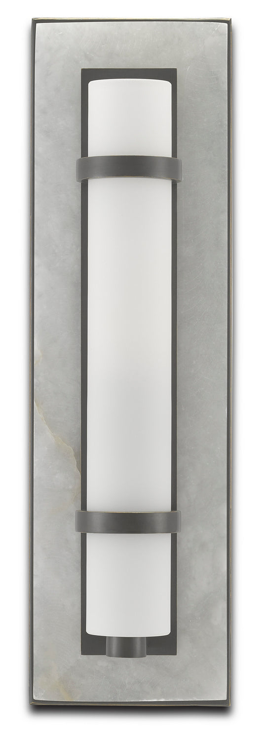 Currey and Company - 5800-0018 - One Light Wall Sconce - Bruneau Collection - Natural Alabaster/Oil Rubbed Bronze/Opaque/White
