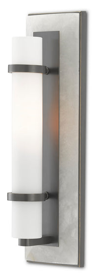 Currey and Company - 5800-0018 - One Light Wall Sconce - Bruneau Collection - Natural Alabaster/Oil Rubbed Bronze/Opaque/White
