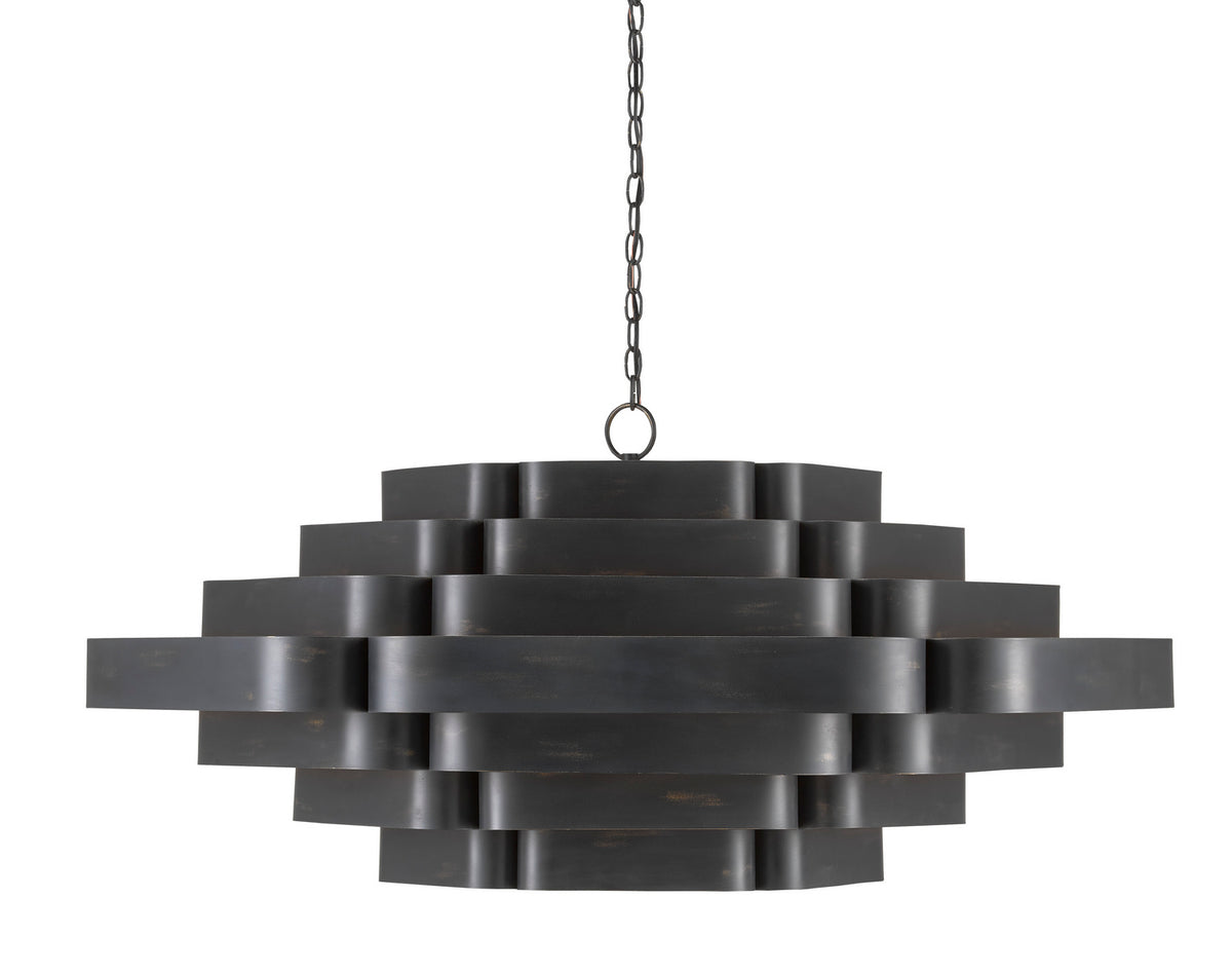 Currey and Company - 9000-0775 - Six Light Chandelier - French Black/Contemporary Gold Leaf