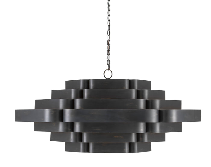 Currey and Company - 9000-0775 - Six Light Chandelier - Bailey - French Black/Contemporary Gold Leaf