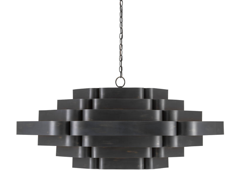 Currey and Company - 9000-0775 - Six Light Chandelier - French Black/Contemporary Gold Leaf