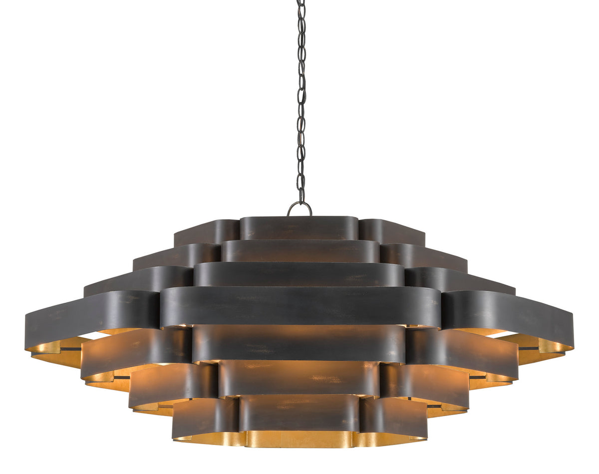Currey and Company - 9000-0775 - Six Light Chandelier - French Black/Contemporary Gold Leaf
