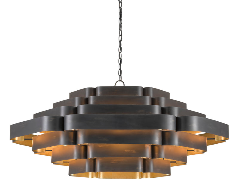 Currey and Company - 9000-0775 - Six Light Chandelier - French Black/Contemporary Gold Leaf