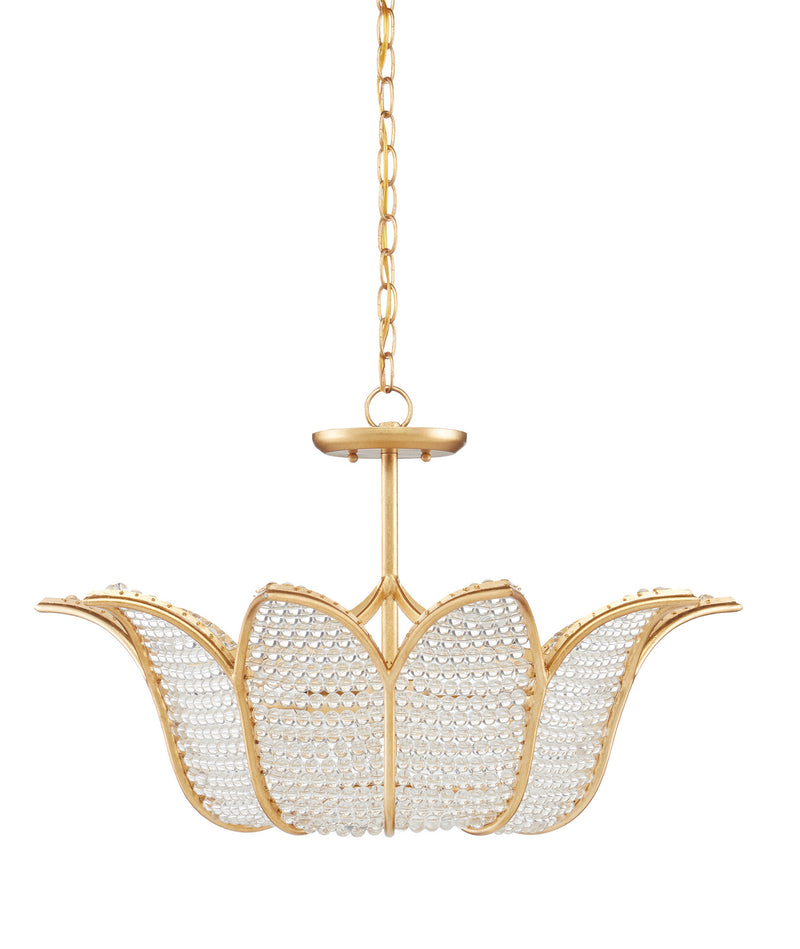 Currey and Company - 9000-0776 - Three Light Chandelier - Contemporary Gold Leaf/Clear