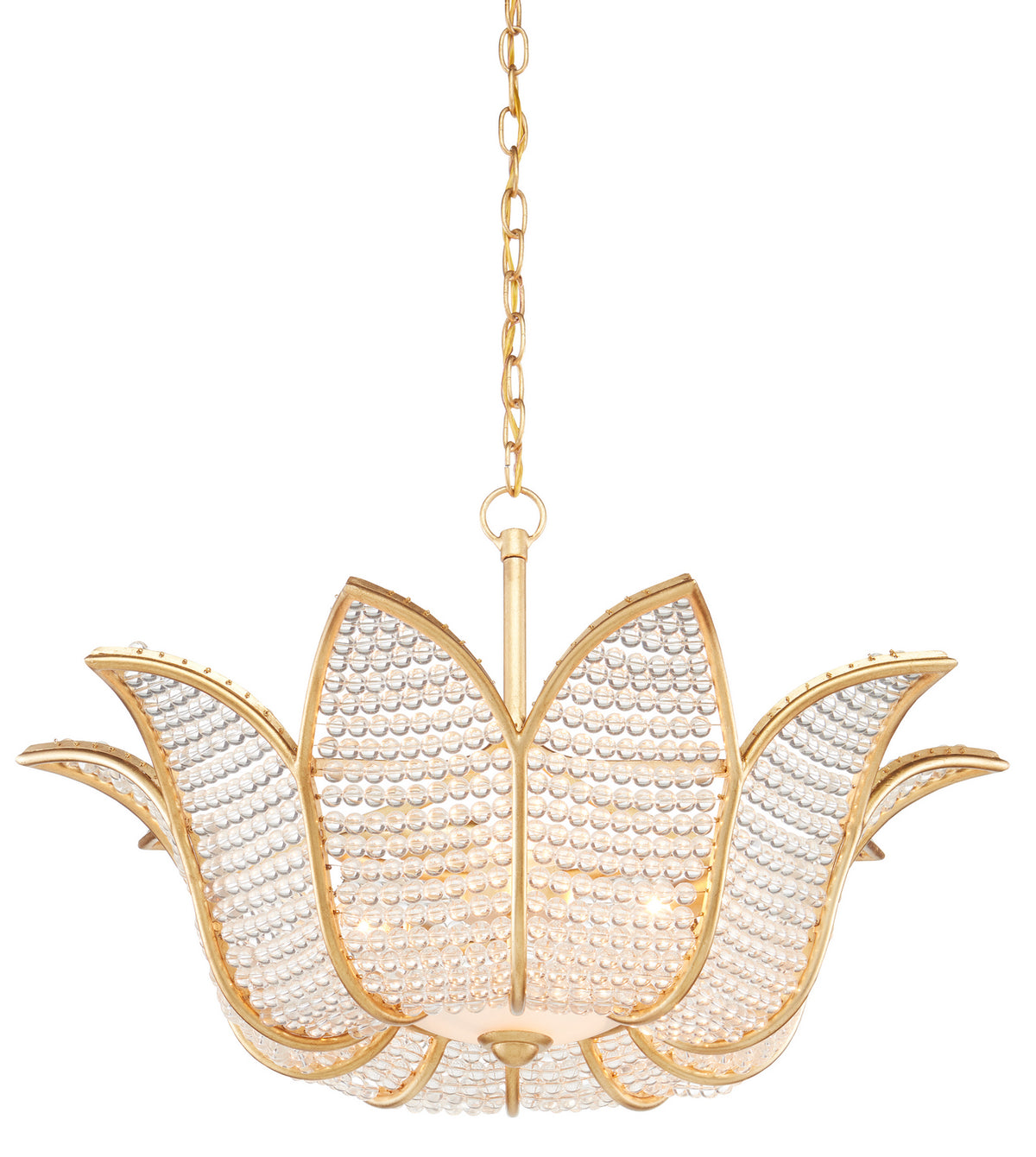 Currey and Company - 9000-0776 - Three Light Chandelier - Contemporary Gold Leaf/Clear