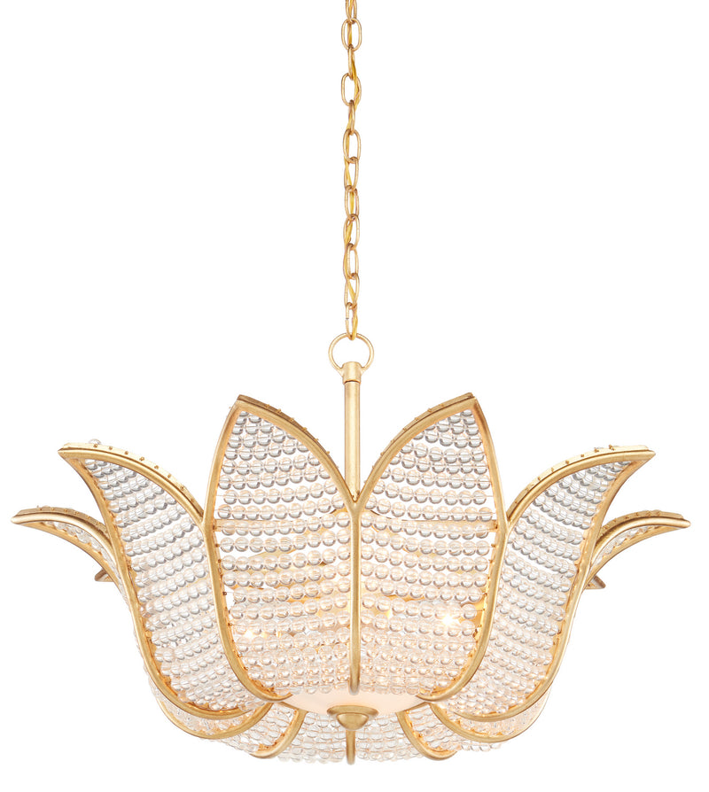 Currey and Company - 9000-0776 - Three Light Chandelier - Contemporary Gold Leaf/Clear