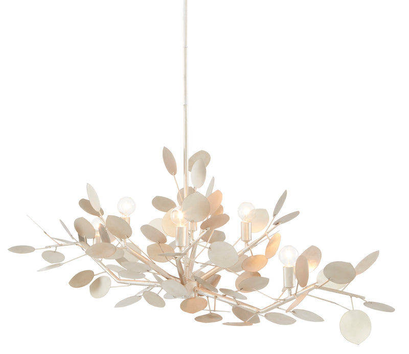 Currey and Company - 9000-0816 - Six Light Chandelier - Lunaria Collection - Contemporary Silver Leaf