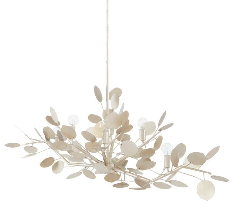 Currey and Company - 9000-0816 - Six Light Chandelier - Lunaria Collection - Contemporary Silver Leaf