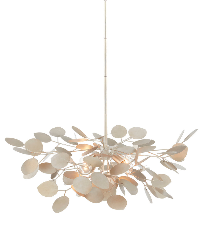 Currey and Company - 9000-0818 - Four Light Chandelier - Lunaria Collection - Contemporary Silver Leaf