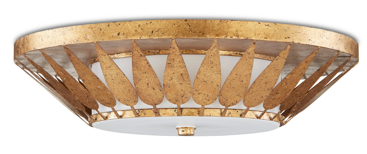 Currey and Company - 9999-0055 - LED Flush Mount - Autumn Gold/Milky Glass