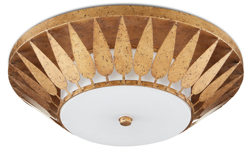 Currey and Company - 9999-0055 - LED Flush Mount - Autumn Gold/Milky Glass