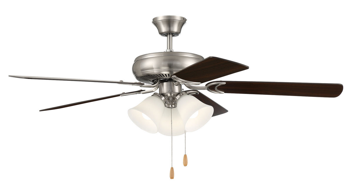 Craftmade - DCF52BNK5C3W - 52"Ceiling Fan - Decorator's Choice 3 Light Kit - Brushed Polished Nickel