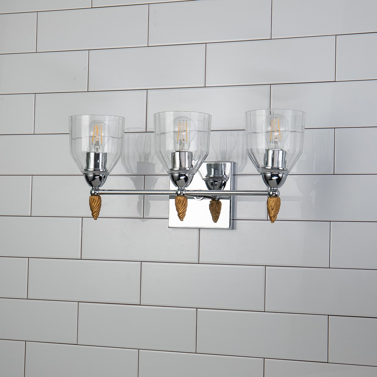 Lucas + McKearn - BB1000PC-3-F2G - Three Light Vanity - Felice - Polished Chrome