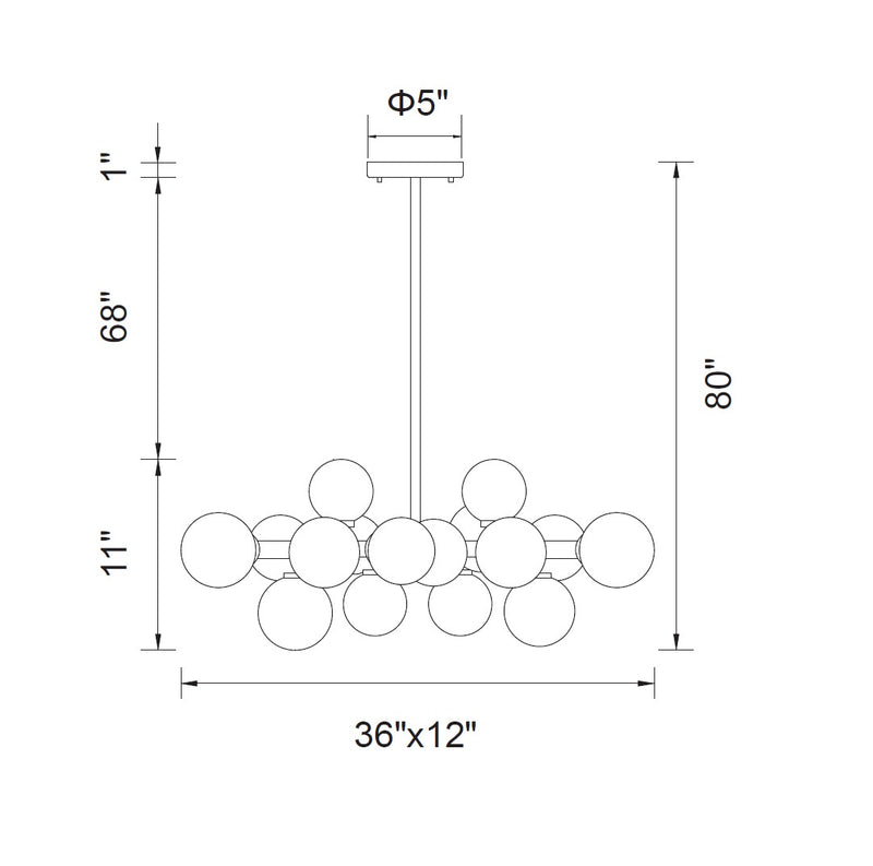 CWI Lighting - 1020P36-16-101 - LED Chandelier - Arya - Black