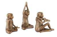 Currey and Company - 1200-0518 - Monkey Set of 3 - Zen Brass Monkey Set of 3 - Antique Brass