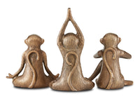 Currey and Company - 1200-0518 - Monkey Set of 3 - Zen Brass Monkey Set of 3 - Antique Brass