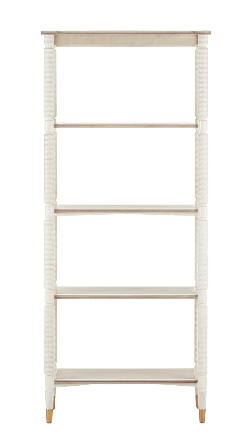 Currey and Company - 3000-0203 - Etagere - Aster Collection - Off White/Fog/Brass