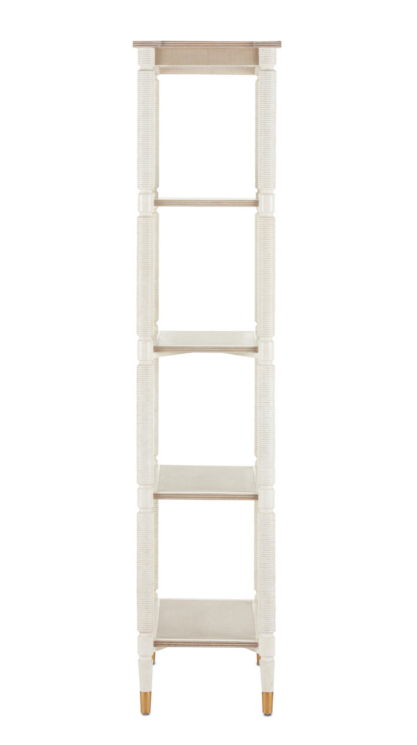 Currey and Company - 3000-0203 - Etagere - Aster Collection - Off White/Fog/Brass