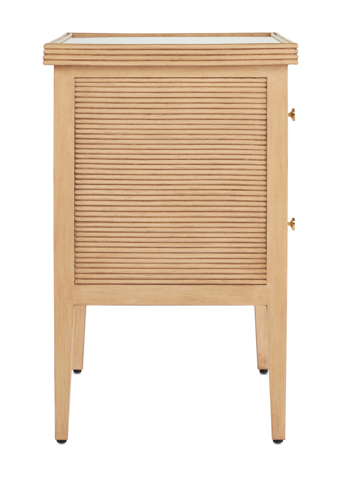 Currey and Company - 3000-0204 - Chest - Santos - Sea Sand/Brushed Brass/Clear