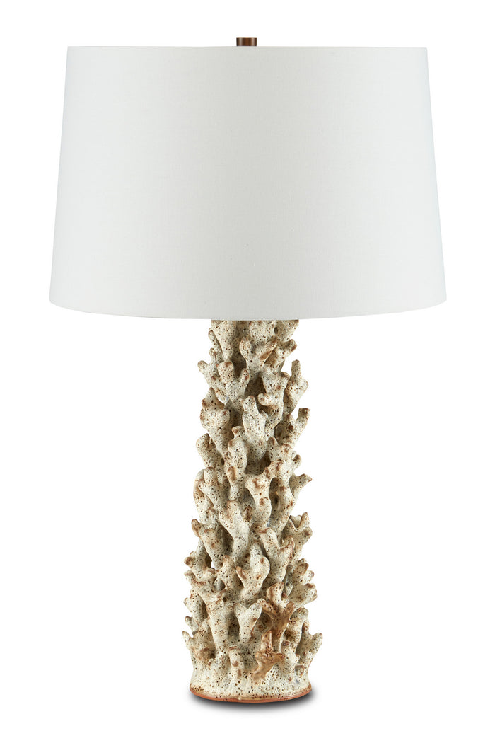 Currey and Company One Light Table Lamp from the Staghorn collection in Sunken White finish