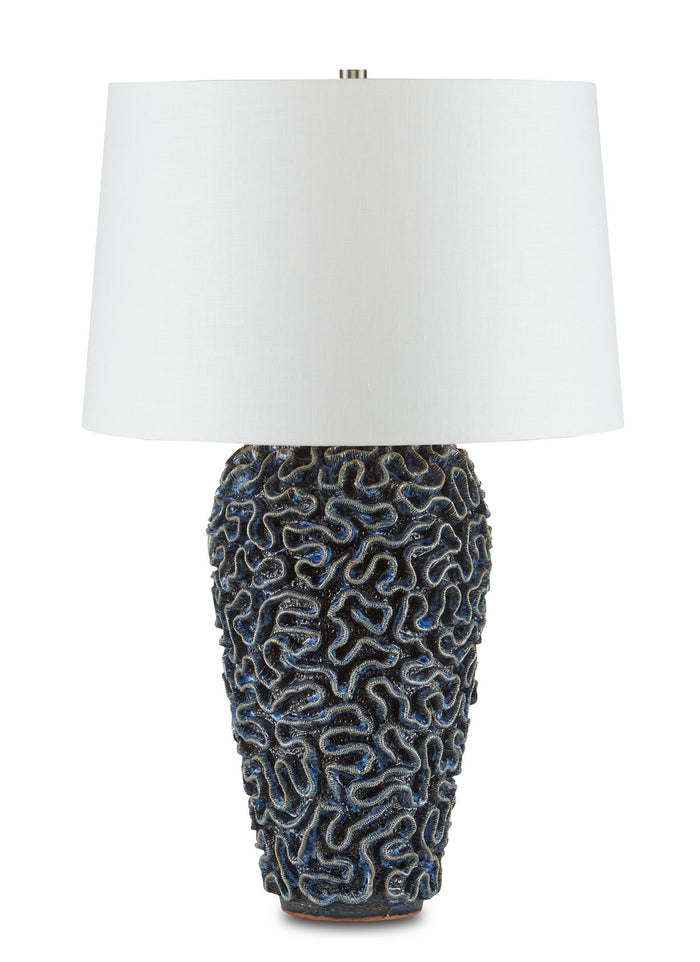 Currey and Company One Light Table Lamp from the Milos collection in Blue finish
