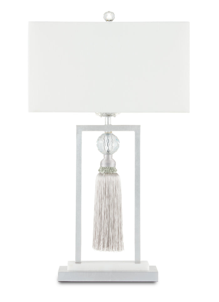 Currey and Company One Light Table Lamp from the Vitale collection in Silver Leaf/Clear/Silver/White finish