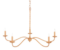 Currey and Company - 9000-0848 - Five Light Chandelier - Saxon Collection - Saddle Tan/Natural Rattan