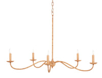 Currey and Company - 9000-0848 - Five Light Chandelier - Saxon Collection - Saddle Tan/Natural Rattan