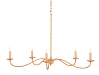 Currey and Company - 9000-0848 - Five Light Chandelier - Saxon Collection - Saddle Tan/Natural Rattan