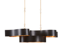 Currey and Company - 9000-0853 - Six Light Chandelier - Grand Lotus Collection - Satin Black/Contemporary Gold Leaf
