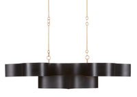 Currey and Company - 9000-0853 - Six Light Chandelier - Grand Lotus Collection - Satin Black/Contemporary Gold Leaf