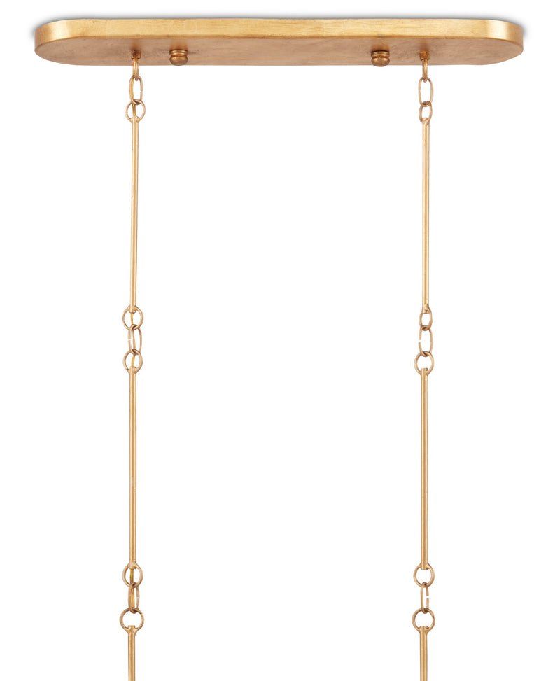 Currey and Company - 9000-0853 - Six Light Chandelier - Grand Lotus Collection - Satin Black/Contemporary Gold Leaf