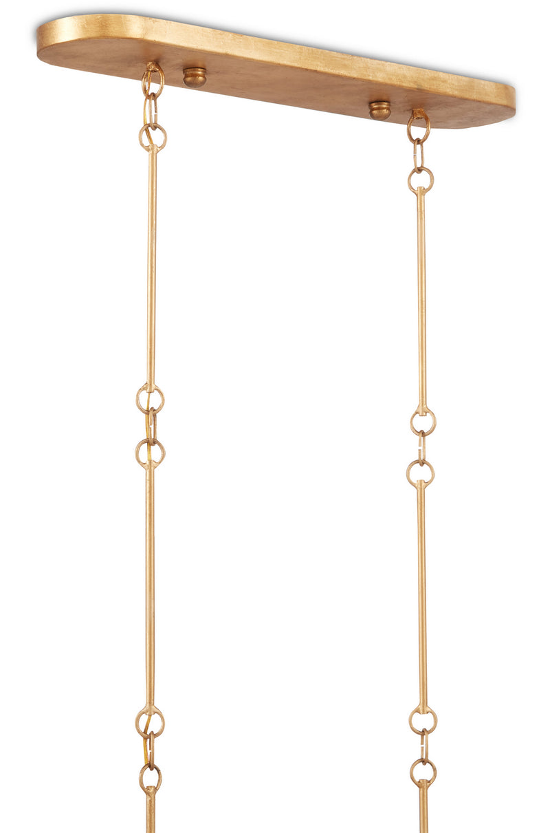 Currey and Company - 9000-0853 - Six Light Chandelier - Grand Lotus Collection - Satin Black/Contemporary Gold Leaf