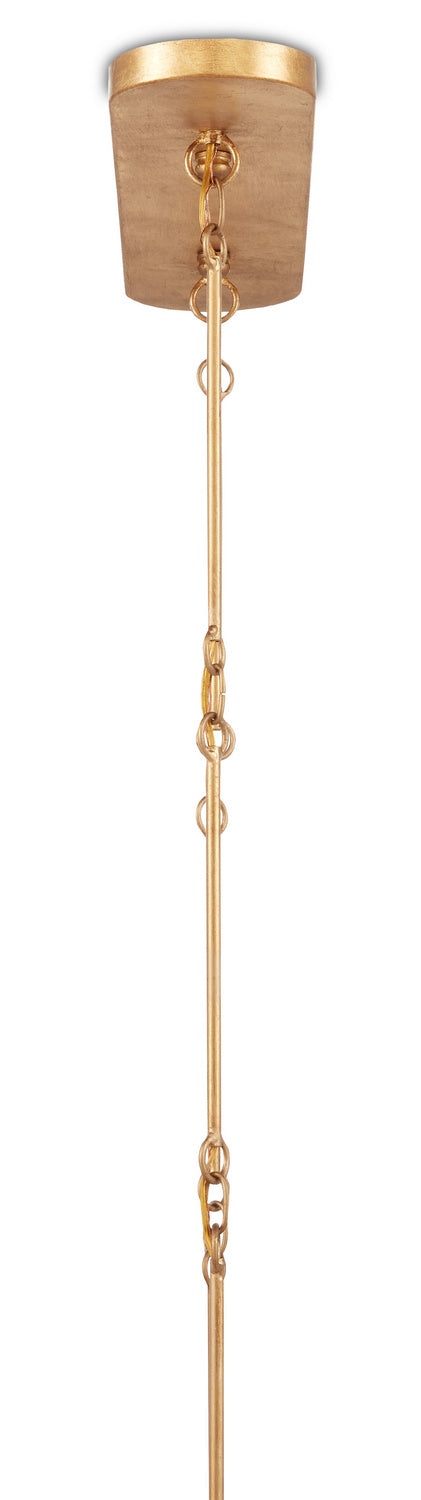 Currey and Company - 9000-0853 - Six Light Chandelier - Grand Lotus Collection - Satin Black/Contemporary Gold Leaf